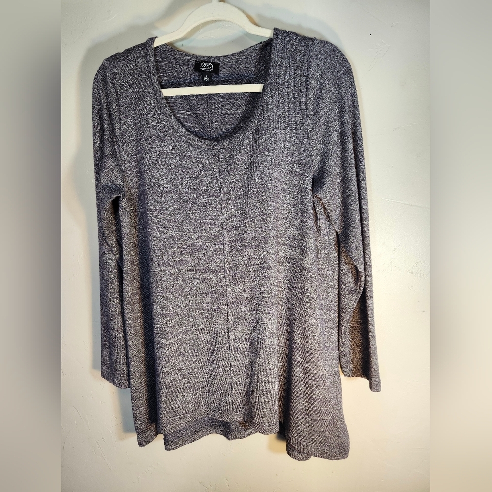 Jones of New York Scoop Neck Black Heather Soft & Comfy Sz L